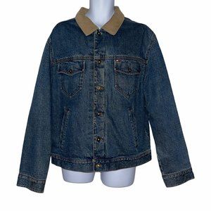 Tommy Hilfiger Outdoors Y2K Vintage 2002 Patchwork Denim Trucker Jacket Mens XL